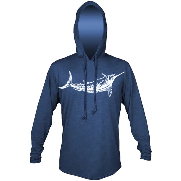 Custom Back White Marlin Anetik Pro Tech Hooded Long Sleeve T-Shirt Thumbnail